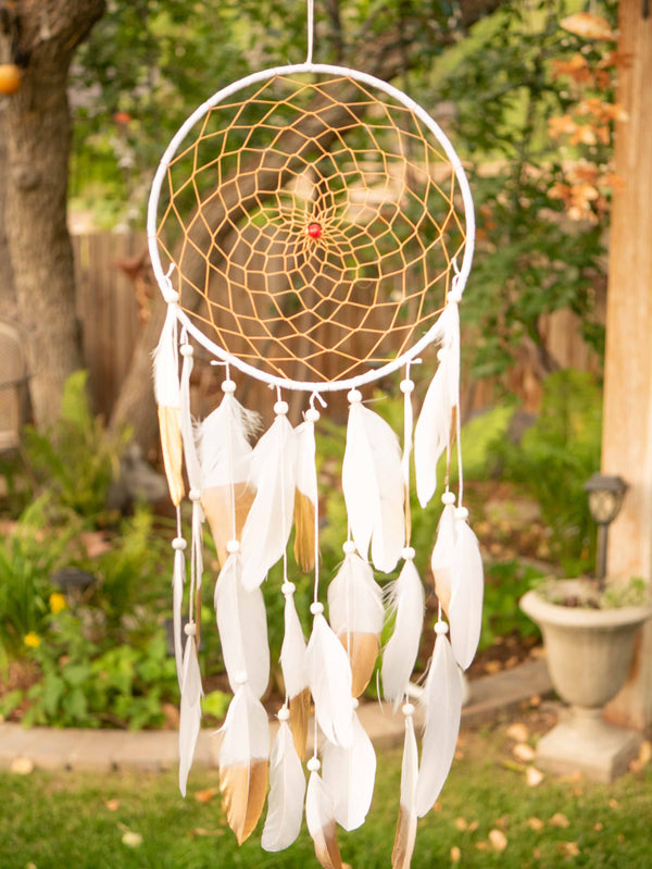 White Golden Feathers Red Focus American Dreamcatcher Dream Catcher & Wall Hanging