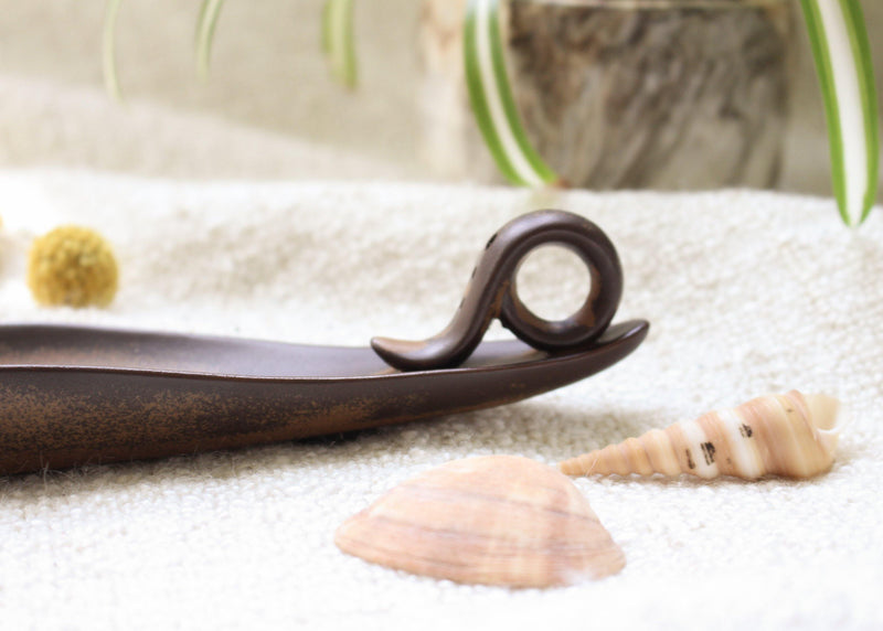 Moksha Floating Leaf Ceramic Incense Burner - Incense Holder - House Warming Gifts New House -Brown - Pure Chakra