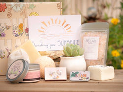 succulent and sunshine You Are My Sunshine Gift Box. Thinking of You Care Package. Bath Bombs Gift Set. Relaxing Cozy Candle Gift Basket. Care Package for Friend. Wood Sage