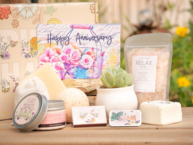 succulence anniversary Happy Anniversary Card with Gift. Succulent Gift Box. Care Package for – Pure Chakra