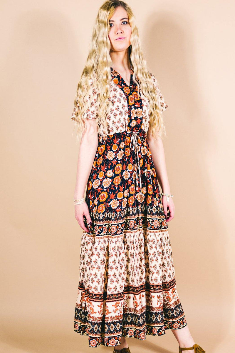 Saffron Midi Dress - Hippie Dress – Pure Chakra