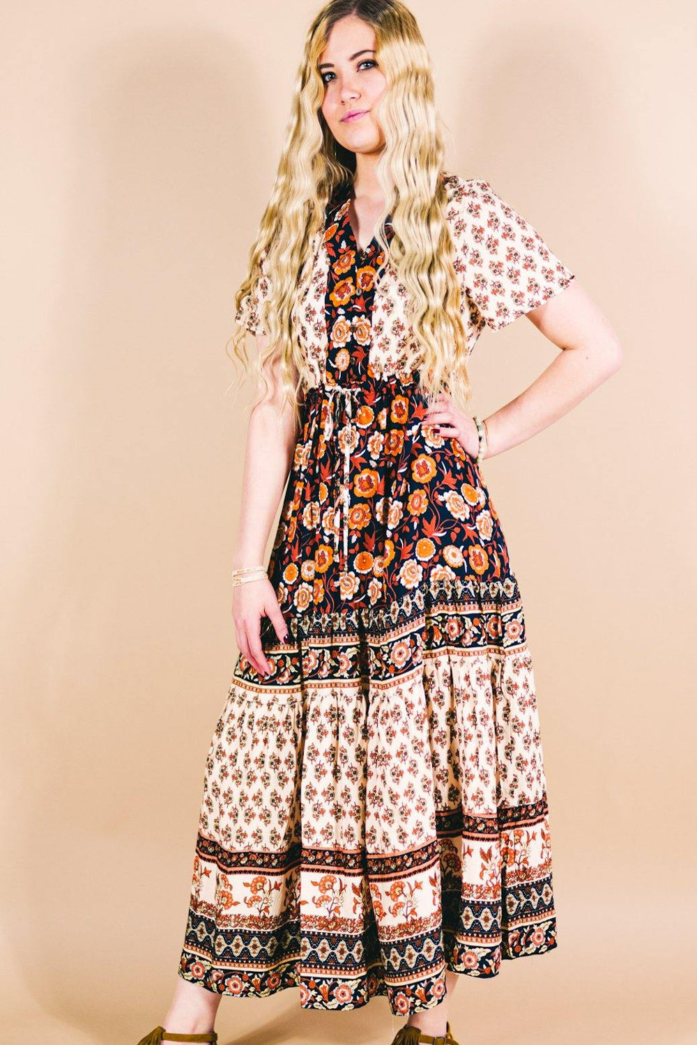 Saffron Midi Dress - Hippie Dress – Pure Chakra