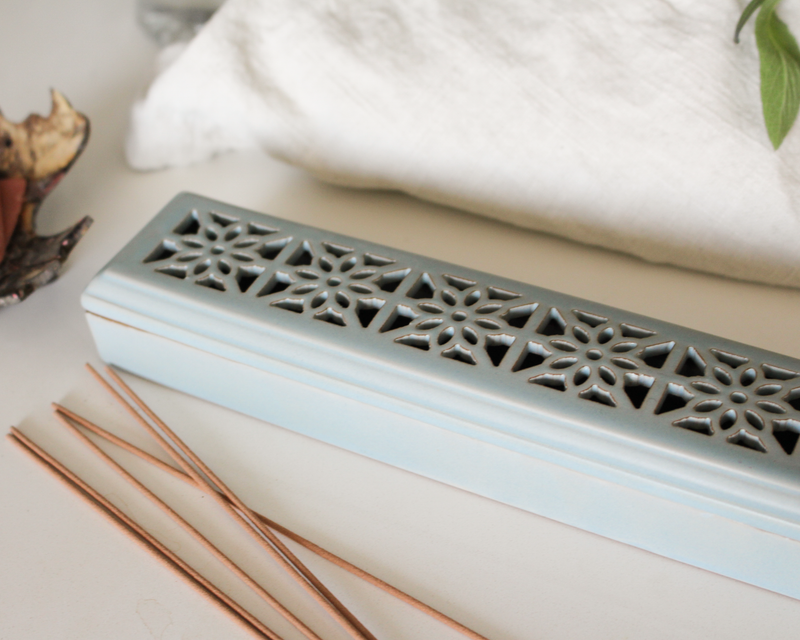 Zen Ceramic Incense Burner - Incense Box - Incense Holder - Incense Stick Burner - Incense Stick Holder - Bluish Gray - Pure Chakra
