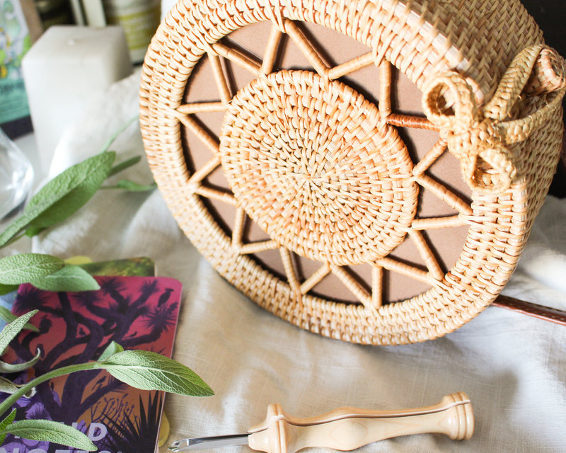 Sunrise in a Purse Round Rattan Bag Straw Bag Straw Purse