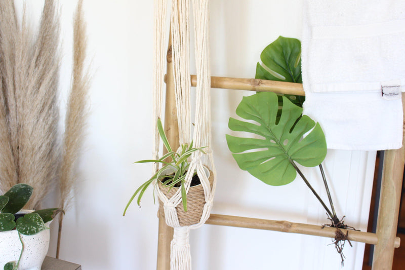 white wall plant hanger Calla Lily White Macrame Plant Hanger - Air Plant Holder