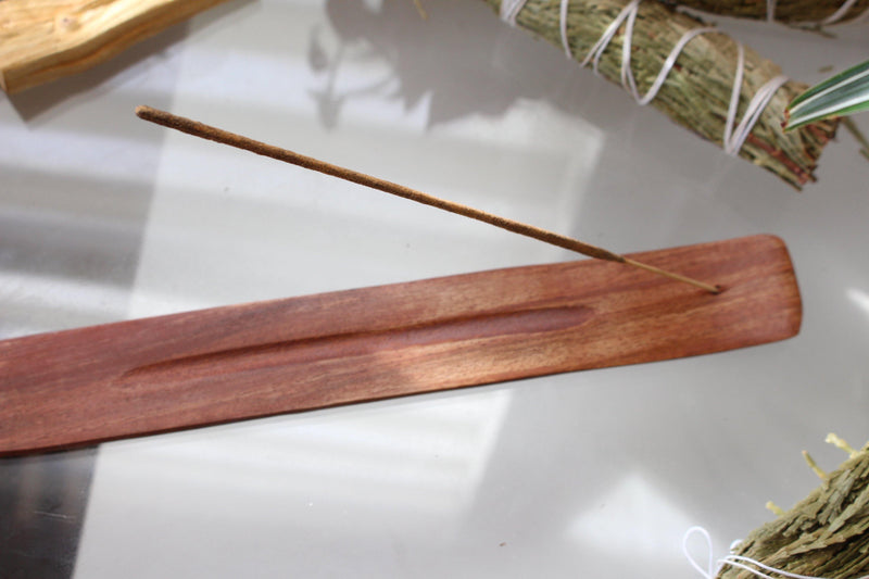 Sheesam Wood 10" Wooden Incense Boat Burner & Ash Catcher in Tan - Pure Chakra