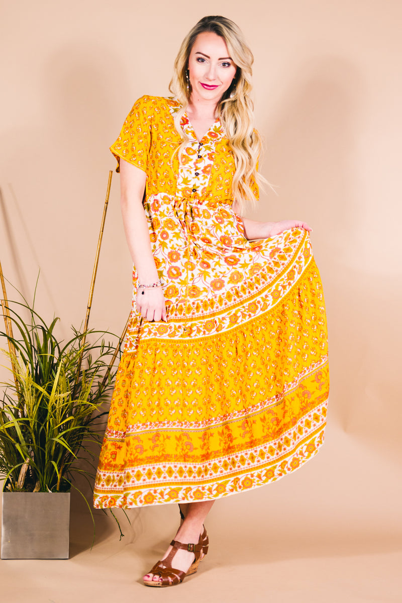 Harmony Midi Dress - Hippie Dress S Harmony Midi Dress - Hippie Dress S