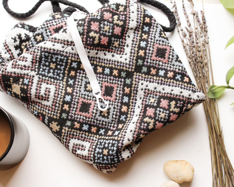 Ibiza Native Drawstring Backpack - Hobo Bag - Mini Backpack - Canvas Backpack - Hippie Bag & Purse - Pure Chakra