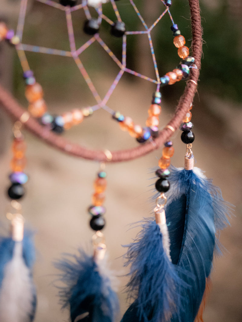Bright Blue Feathered Dreamcatcher - Hippie Dreamcatcher – Pure Chakra