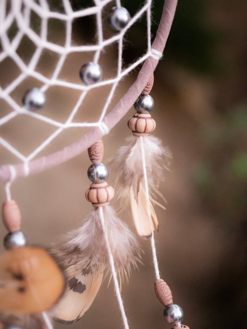 Silver Pearls & Wooden Beads American Dream Catcher Dreamcatcher Wall Hanging