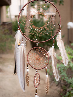 Triple Brown Dream Catcher American Dreamcatcher Wall Hanging