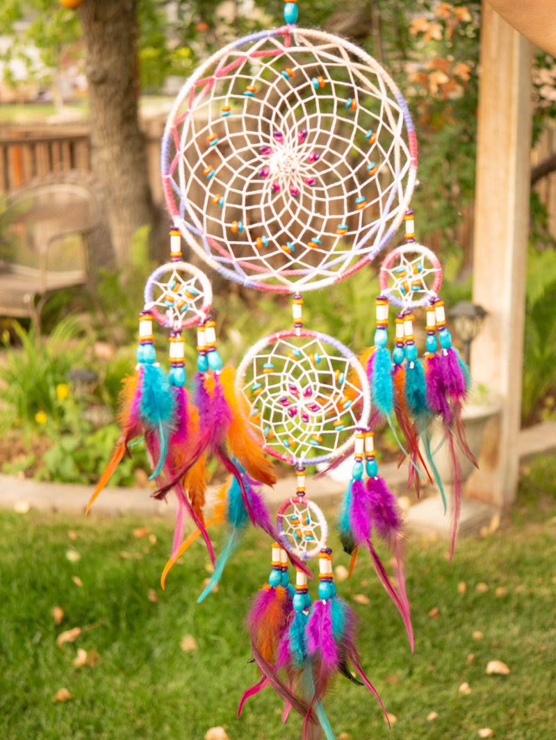 Large Rainbow Colorful Native American DreamCatcher - Hippie