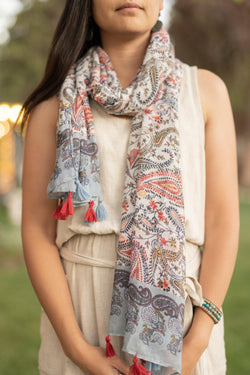 Paisley Long Lightweight Scarf - Breathable Hip Scarf - Autumn Scarf - Festival Scarf - Rectangular Scarves - Pure Chakra