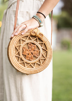 Sunshine in a Purse - Round Rattan Bag - Cottagecore Bag - Straw Bag - Straw Purse - Hippie Bag - Pure Chakra