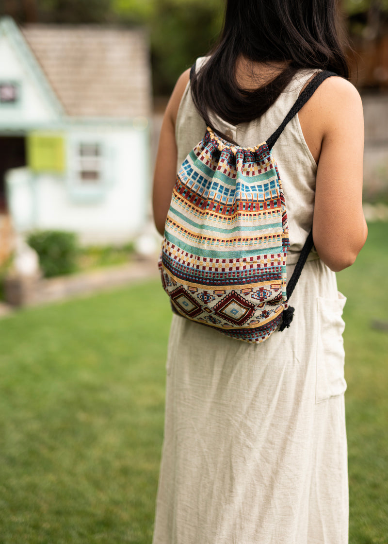 Southwest Aztec Cotton Purse Back Pack Boho Mossimo Draw String Backpack  Purse | eBay