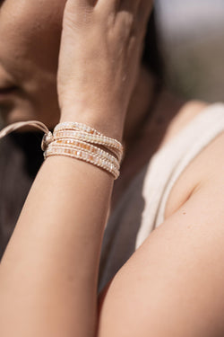 Spring Creek Pink & White Natural Stone Lucky Bracelet - Anxiety Bracelet - Stone Wrap - Energy Bracelet - Pure Chakra