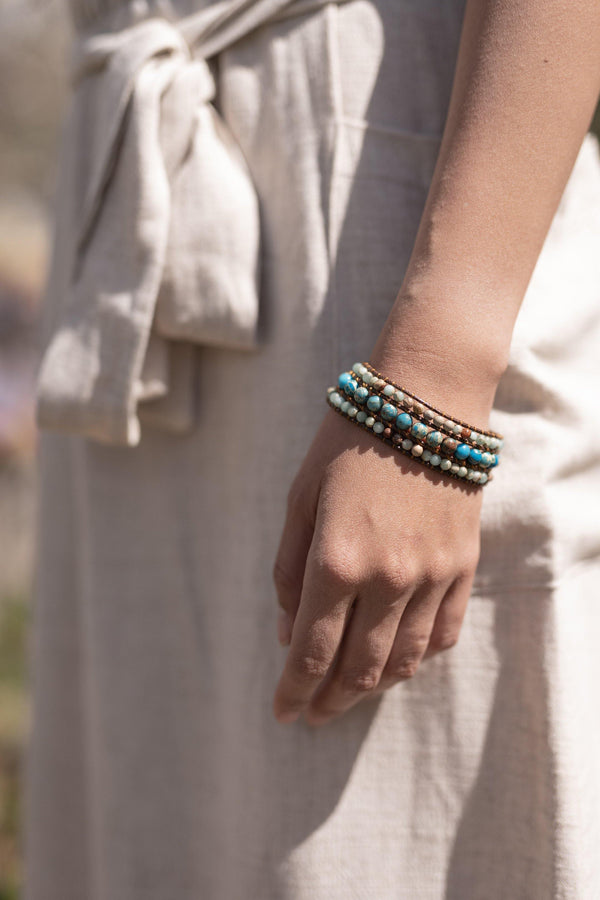 Karma Natural Turquoise Stone - Lucky Bracelet - Anxiety Bracelet - Stone Wrap - Supernatural Jewelry - Pure Chakra