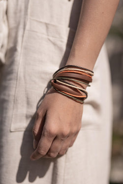Chill Faux Leather Brown Beige Wrap - Double Wrap Leather Bracelet - Stranded Wrap Bracelet - Pure Chakra