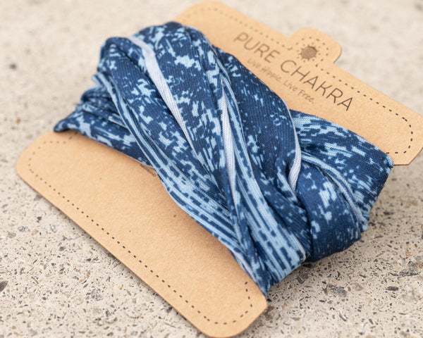 Static Blue Multifunctional Headband & Mask – Hair Wrap Bandana – Scrunch Headband – Yoga Headband - Pure Chakra
