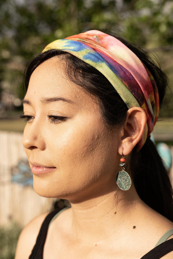 Far Out Tie Dye Multifunctional Headband & Mask – Hair Wrap Bandana – Scrunch Headband – Yoga Headband - Pure Chakra