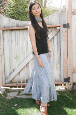 Dove in Sky Blue - Tiered Bamboo Skirt - Long Peasant Skirt - Hippie Skirt - Gypsy Skirt - Maxi Skirt - Pure Chakra