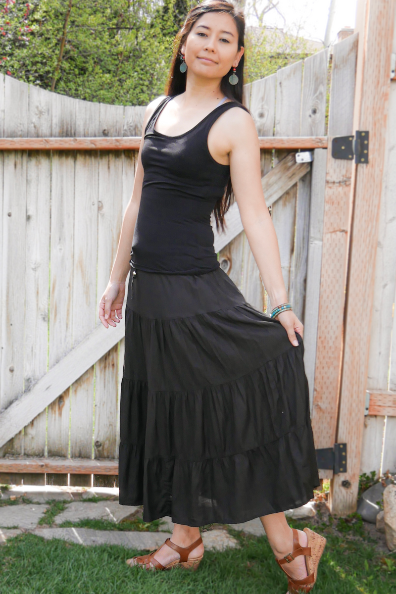 Fashion Bug Black Tiered Skirts for Women