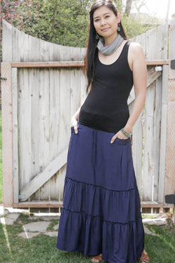 Celeste in Navy Blue - Bamboo Skirt With Pockets - Peasant Skirt - Hippie Skirt - Gypsy Skirt - Maxi Skirt - Pure Chakra