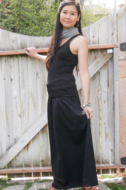 Shanta In Pure Black Skirt - Organic Cotton Skirt - Long Peasant Skirt - Hippie Skirt - Gypsy Skirt - Maxi Skirt - Pure Chakra