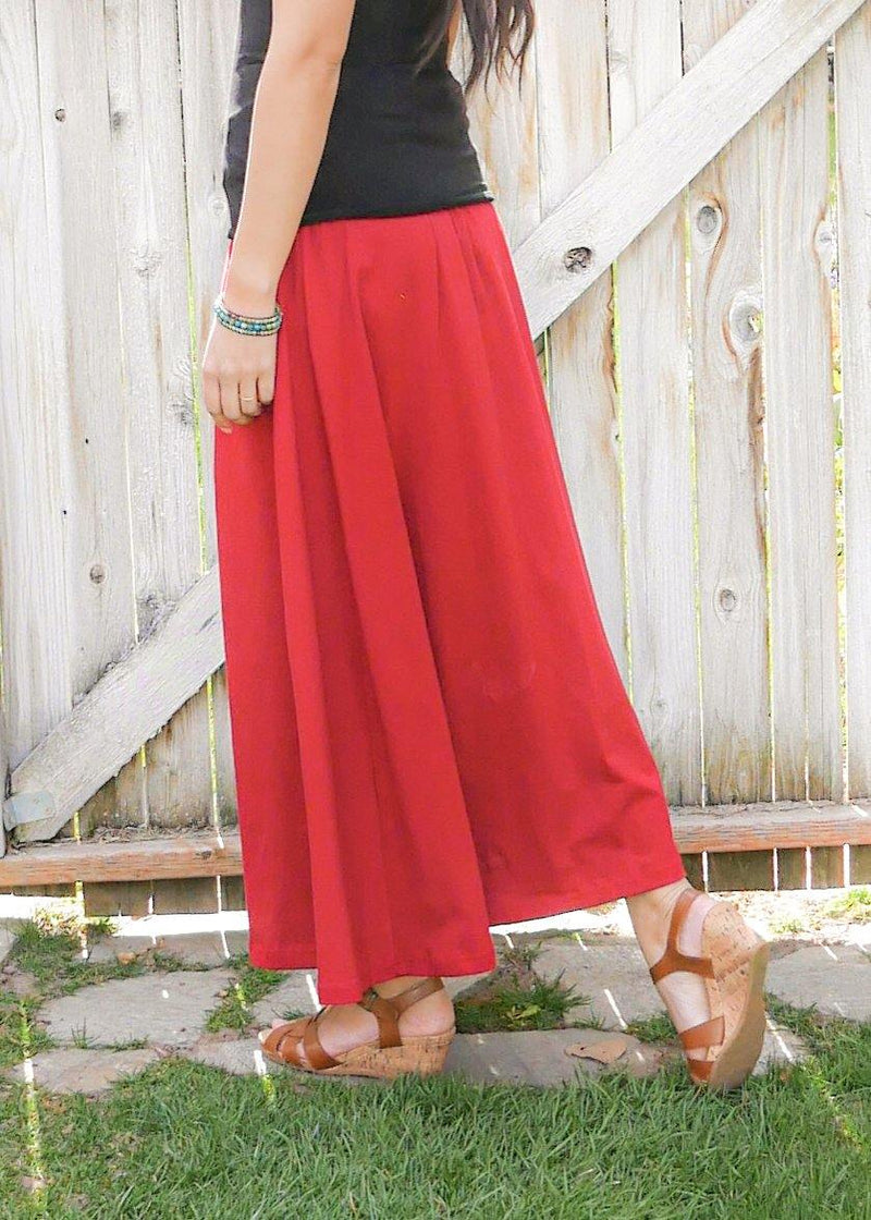 Shanta in Pure Red Skirt - Organic Cotton Skirt - Long Peasant Skirt - Hippie Skirt - Gypsy Skirt - Maxi Skirt - Pure Chakra