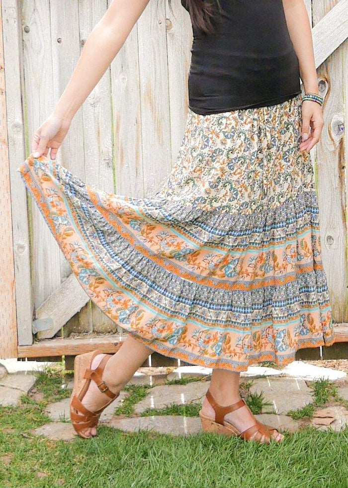 Gypsy floral maxi skirt best sale