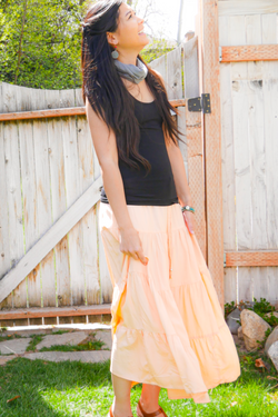Amani In Natural Pink - Bamboo Skirt - Tiered Skirt - Long Peasant Skirt - Hippie Skirt - Gypsy - Maxi Skirt - Pure Chakra