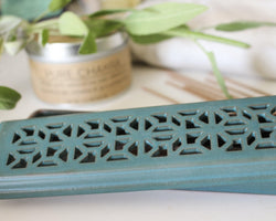 Kirtan Ceramic Incense Burner - Incense Box - Incense Holder - Coffin Burner - Office Relaxation - Green - Pure Chakra