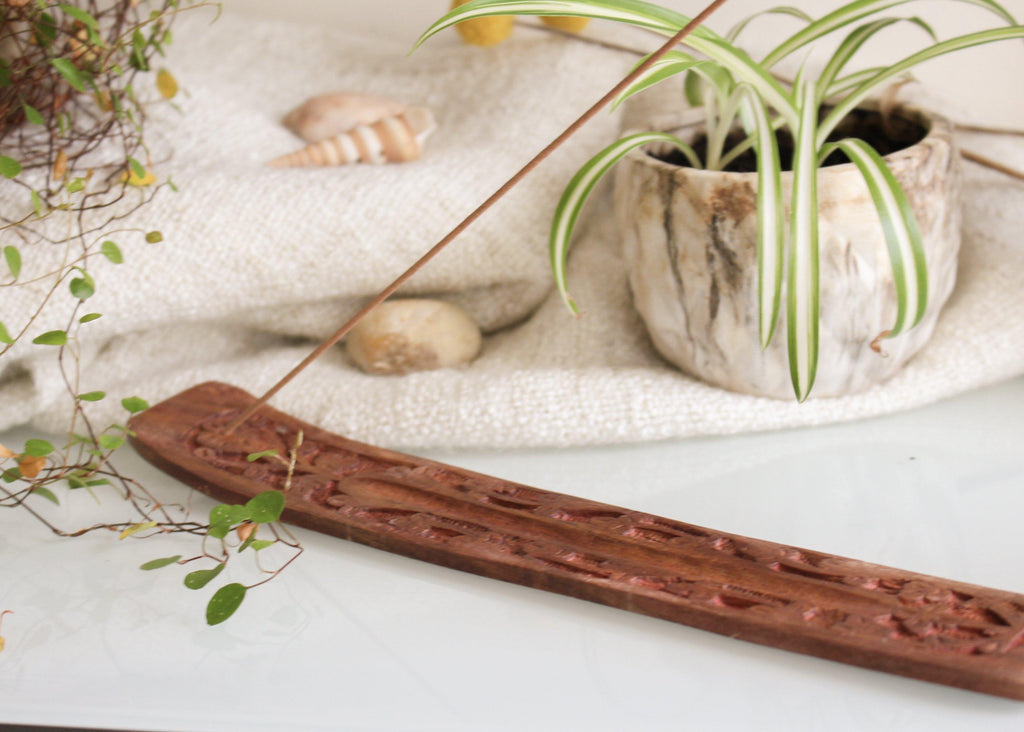 Carved Wooden Incense Burner - Brown - Hippie Incense Holder – Pure Chakra