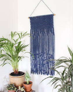 Enigma Geometric Cotton Deep Blue Macrame Wall Hanging Hippie Wall Tapestry - Pure Chakra