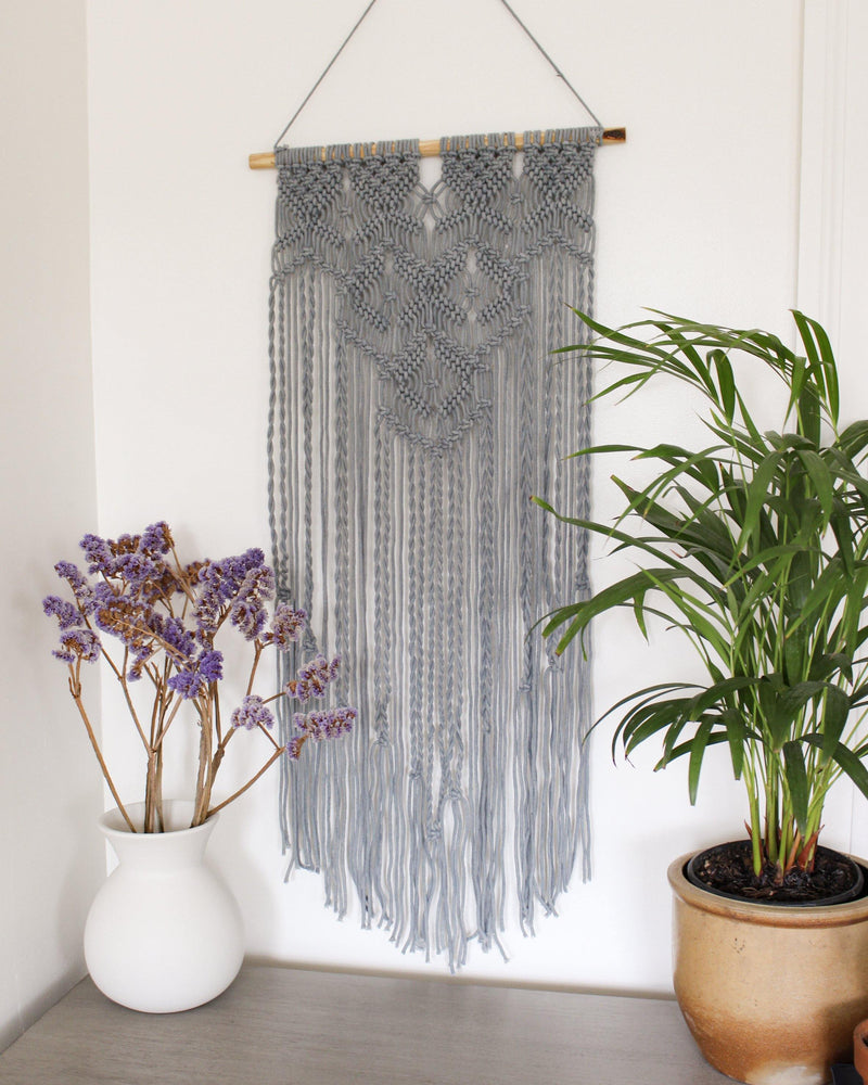 Fruit of Life Geometric Unique Gray Macrame Wall Hanging Hippie Wall Tapestry - Pure Chakra