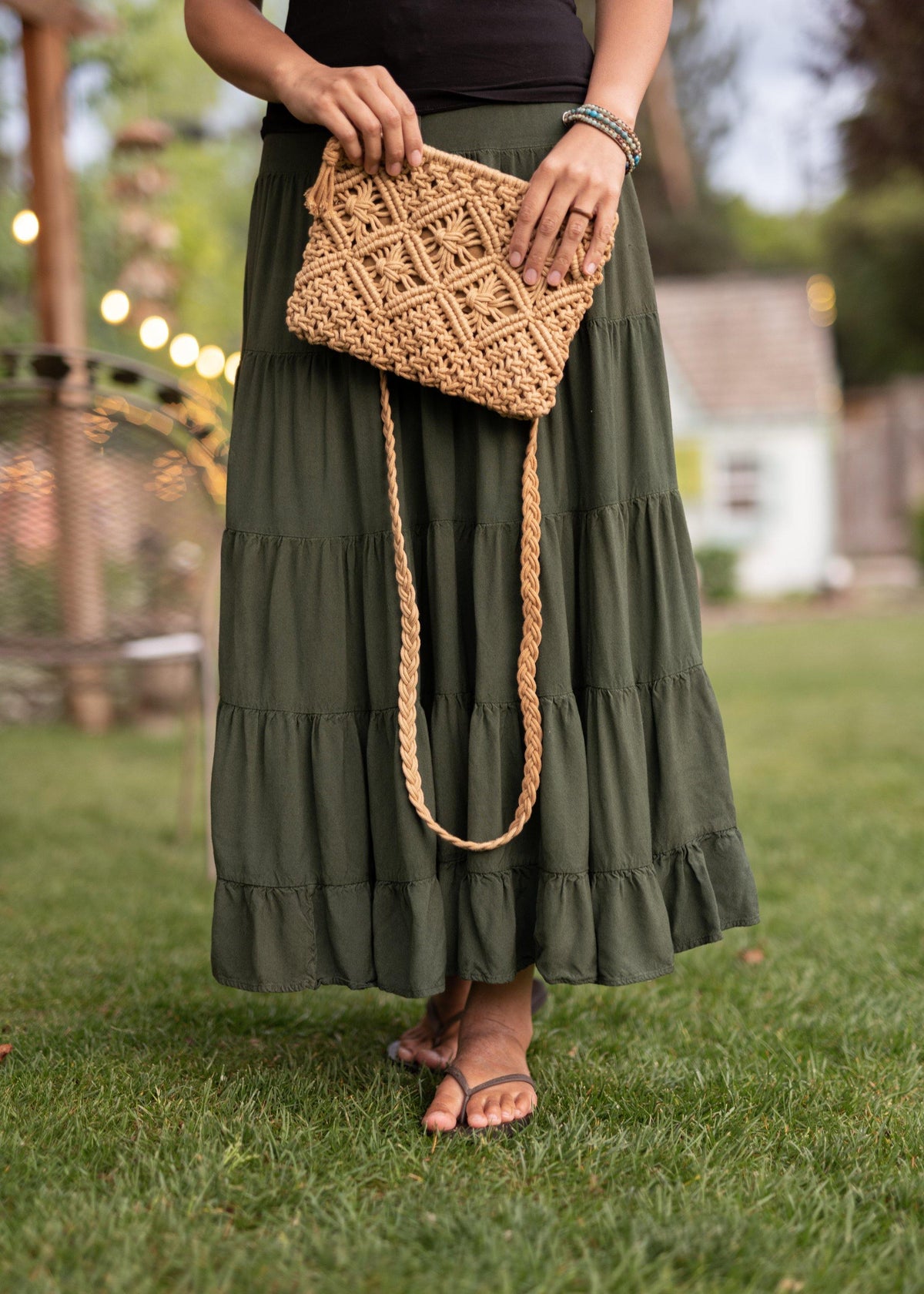 Borsa A Tracolla Hippie SimpleLife | In Tela Di Cotone Con Frange, Stile Boho, Capiente 35x18x32 Cm, Regalo Per Lei - 2