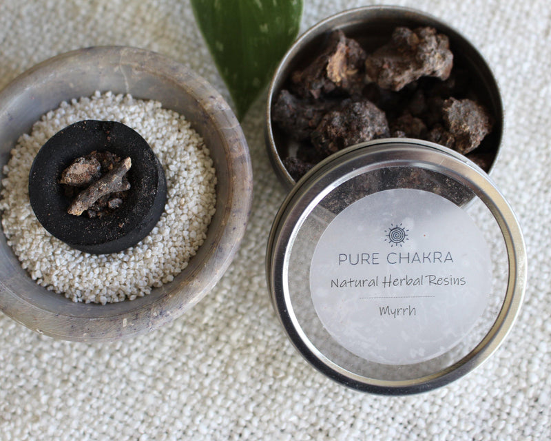 Pure Myrrh Natural Herbal Resins - Incense Resin - Charcoal Resin Burner - Pure Chakra Resins - Pure Chakra