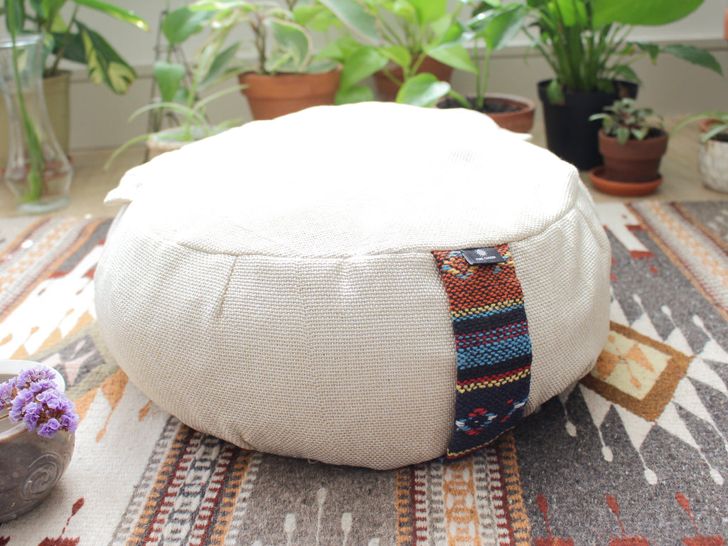Peace Yoga Zafu Meditation Yoga Buckwheat Filled Cotton Bolster Pillow  Cushion with Premium Designs - Geometry Gray 13 x 13 Inch